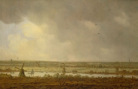 Polder Landscape, vintage artwork by Jan van Goyen, 12x8" (A4) Poster