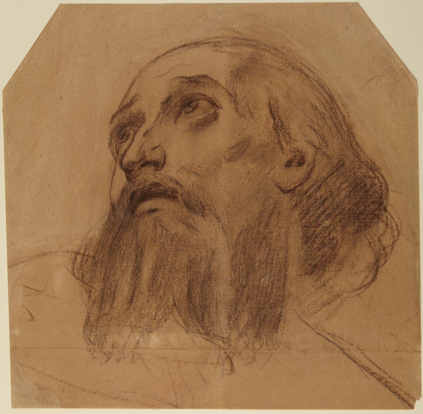 Head of a Bearded Saint Looking Up, vintage artwork by Alphonse Legros, 12x8" (A4) Poster