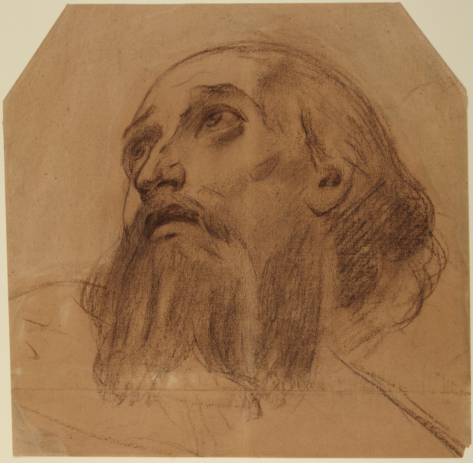Head of a Bearded Saint Looking Up, vintage artwork by Alphonse Legros, 12x8" (A4) Poster