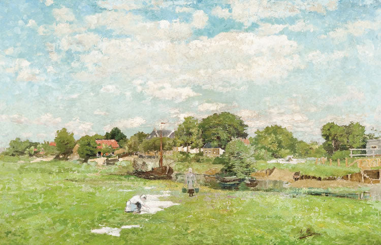 Laundry, vintage artwork by Adrien Heymans, 12x8" (A4) Poster