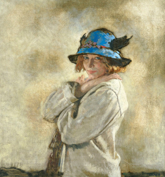 The Blue Hat, vintage artwork by Sir William Orpen, R.A., R.H.A., 12x8" (A4) Poster