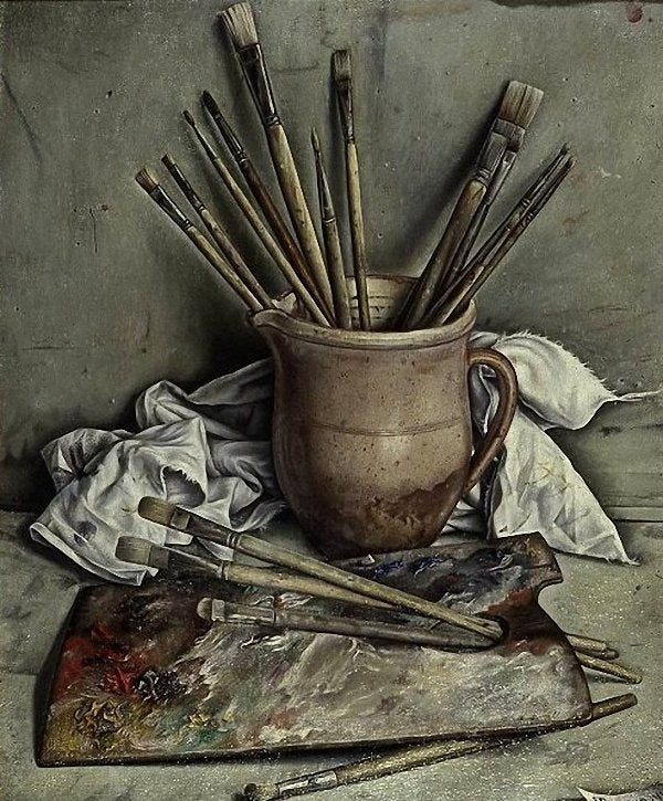 Palette and brushes by François-Emile Barraud,16x12(A3) Poster