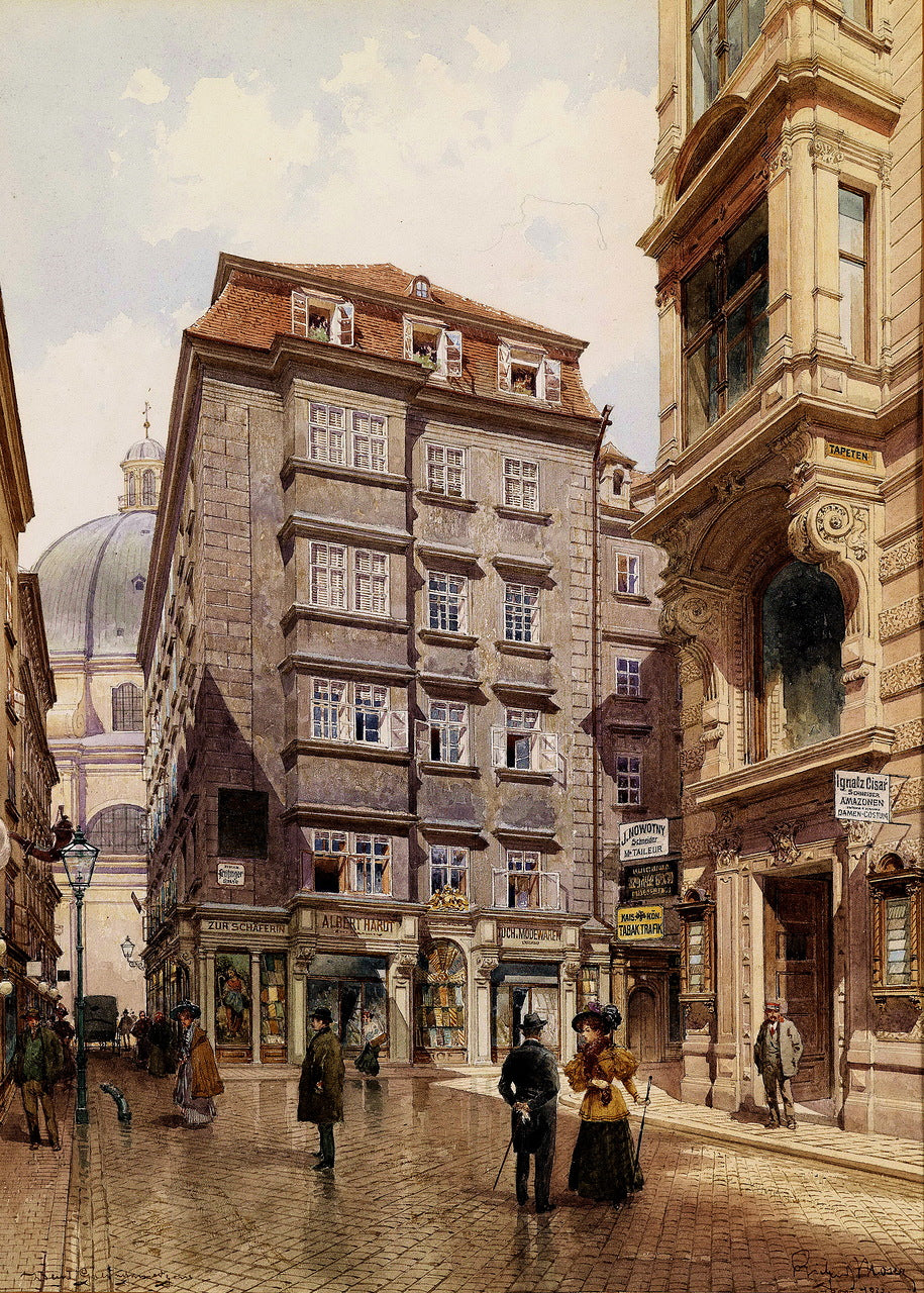 isingergasse, hinten die Peterskirche, Wien by Richard Moser,16x12(A3) Poster