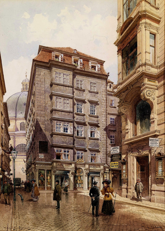 isingergasse, hinten die Peterskirche, Wien by Richard Moser,16x12(A3) Poster