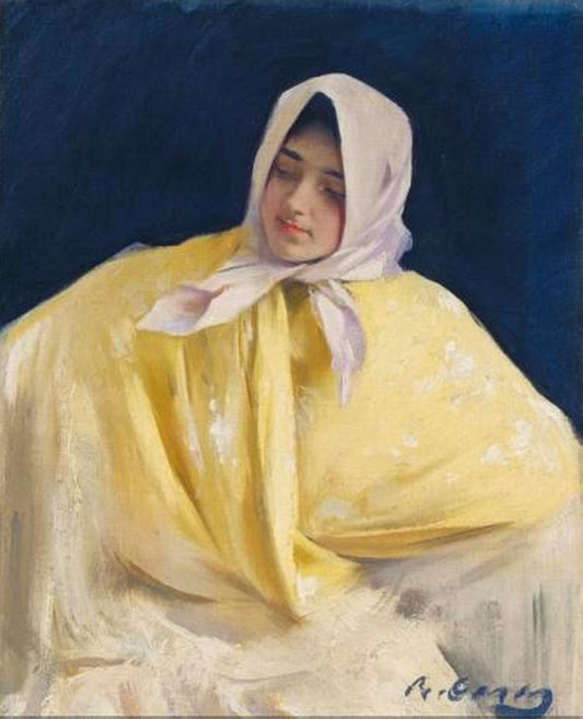 Mujer con velo, vintage artwork by Ramon Casas y Carbó, 12x8" (A4) Poster