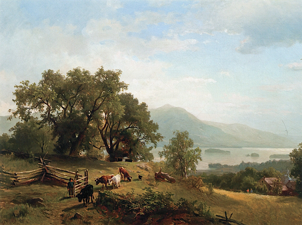 Scene on the Hudson, vintage artwork by Hermann Fuechsel, 12x8" (A4) Poster