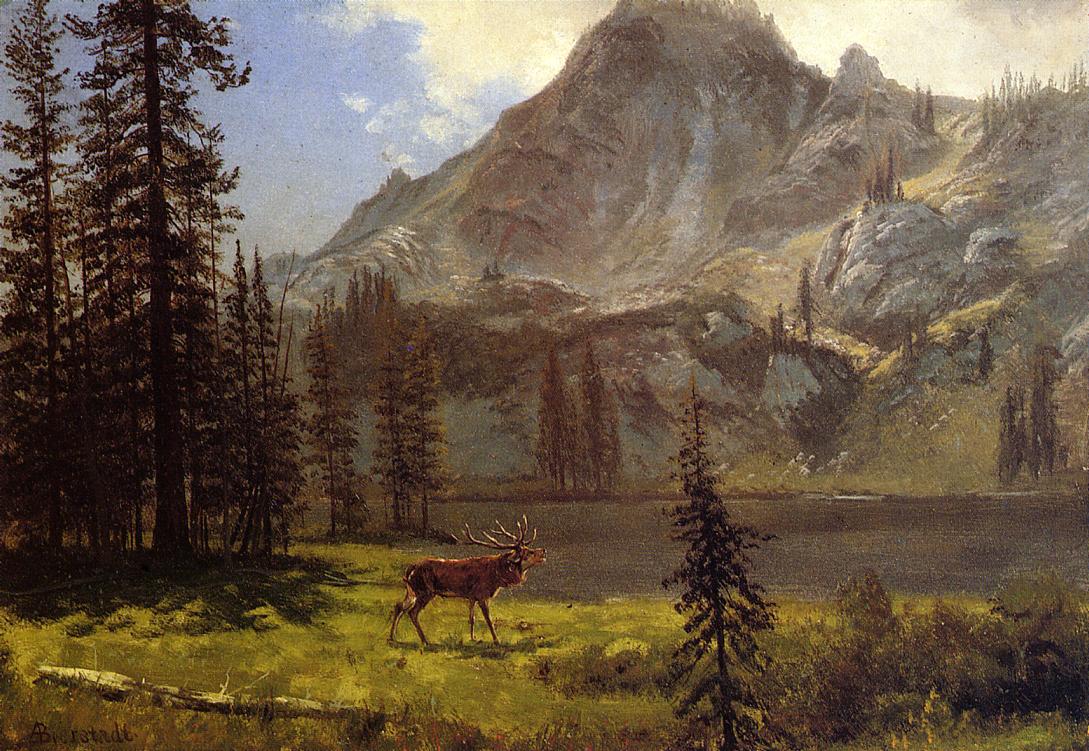 Call of the Wild, vintage artwork by Albert Bierstadt, 12x8" (A4) Poster