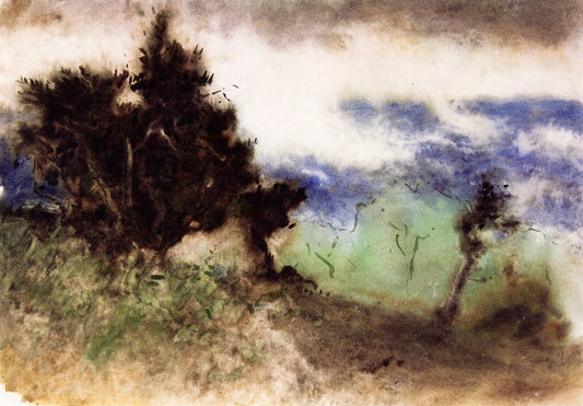 Landscape with Green Mountain, vintage artwork by Elliott Daingerfield, 12x8" (A4) Poster