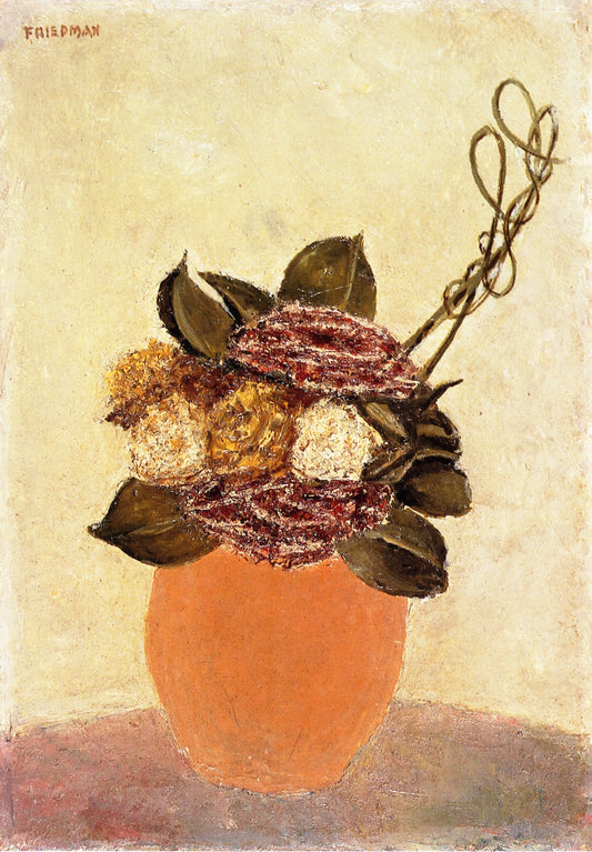 Still Life in Terra Cotta Vase, vintage artwork by Arnold Friedman, 12x8" (A4) Poster