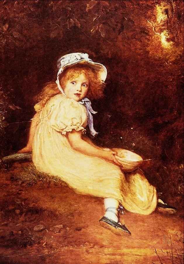 Little Miss Muffet, vintage artwork by Sir John Everett Millais, 12x8" (A4) Poster