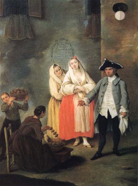 Vendor of Roast Meat, vintage artwork by Pietro Longhi, 12x8" (A4) Poster
