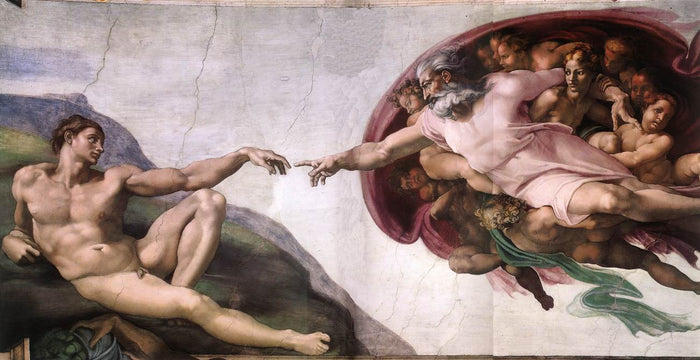 Creation of Adam, vintage artwork by Michelangelo, A3 (16x12
