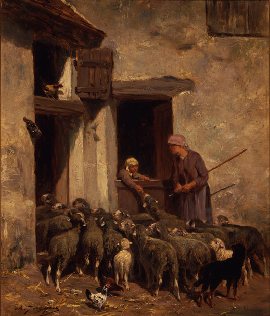 Return of the Flock, vintage artwork by Charles-Émile Jacque, A3 (16x12") Poster Print