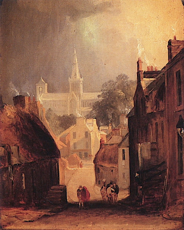 Glasgow Cathedral from Drygate, vintage artwork by Horatio McCulloch, A3 (16x12") Poster Print
