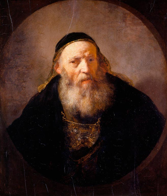 Bust of a Rabbi, vintage artwork by Workshop of Rembrandt van Rijn, 12x8" (A4) Poster