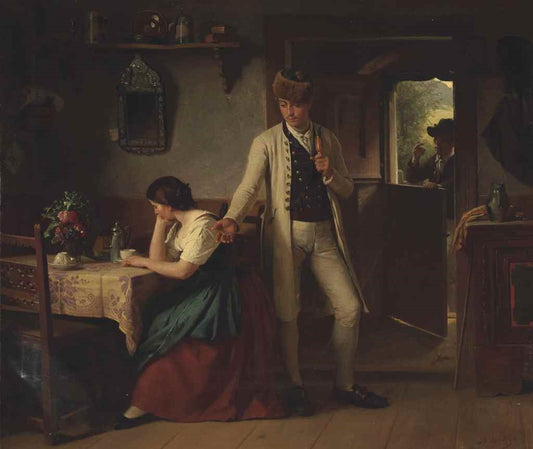 The Departure, vintage artwork by Berthold Woltze, 12x8" (A4) Poster