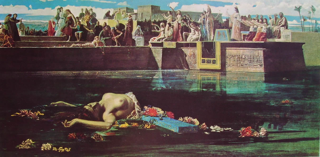 The Sacrifice of a Virgin on the Nile, vintage artwork by Federico Faruffini, 12x8" (A4) Poster
