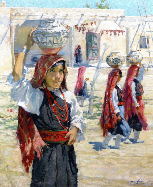 Isleta, New Mexico, vintage artwork by Walter Ufer, 12x8" (A4) Poster