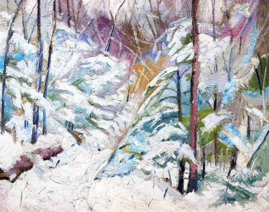 In the Midst of a Blizzard, vintage artwork by Albert Henry Krehbiel, 12x8" (A4) Poster