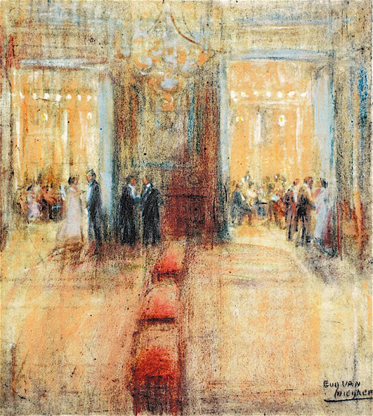 The Rooms of the Koninklijk Kunstverbond, vintage artwork by Eugeen van Mieghem, 12x8" (A4) Poster
