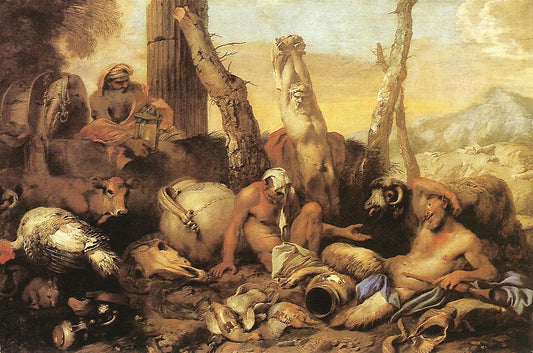The Fable of Diogenes, vintage artwork by Giovanni Castiglione, 12x8" (A4) Poster