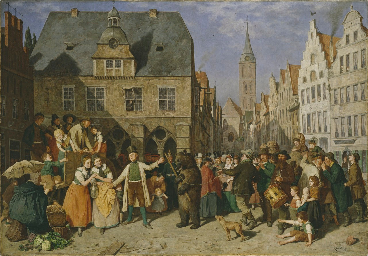 A Dancing Bear, vintage artwork by August Jernberg, 12x8" (A4) Poster