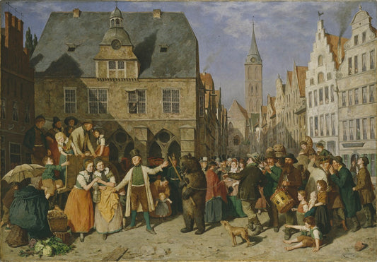 A Dancing Bear, vintage artwork by August Jernberg, 12x8" (A4) Poster