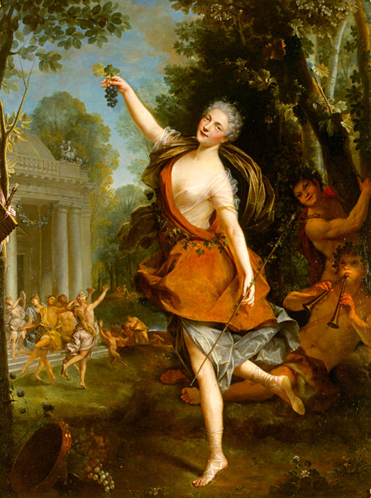 Mademoiselle Prevost as a bacchante, vintage artwork by Jean Raoux, 12x8" (A4) Poster