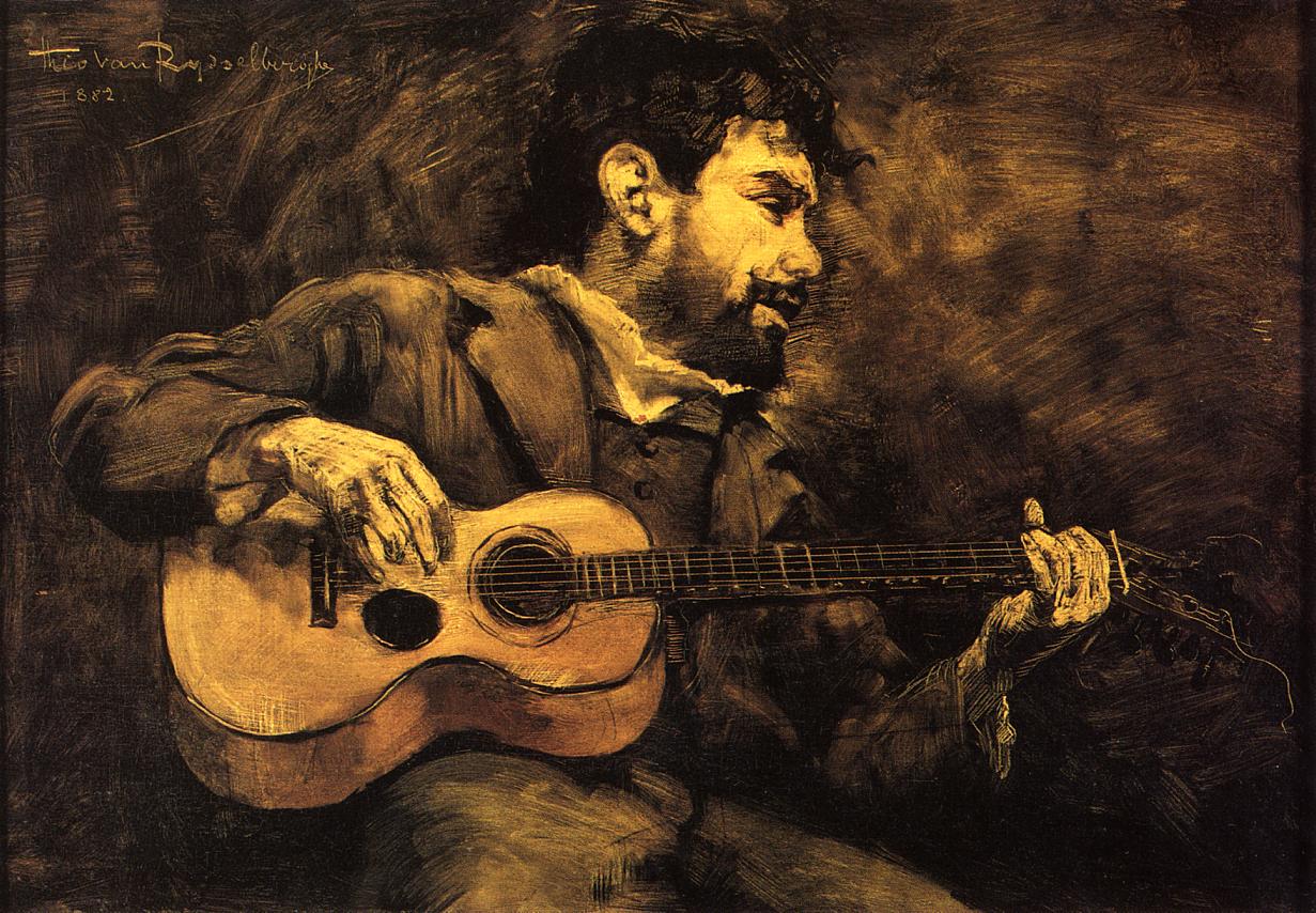 Dario de Regoyos Playing the Guitar by Theo van Rysselberghe,A3(16x12")Poster