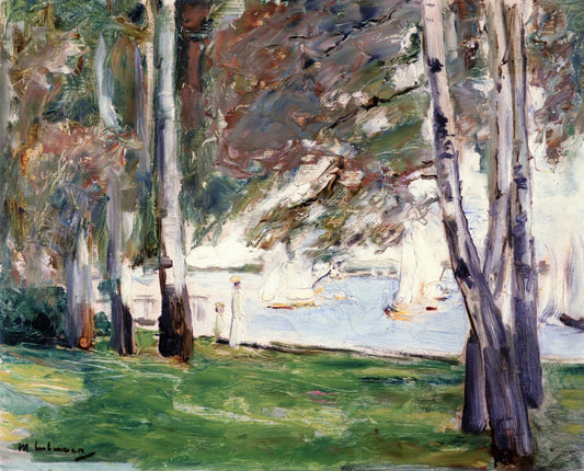 Birch Trees on the Banks of Wannsee, to the East, vintage artwork by Max Liebermann, 12x8" (A4) Poster