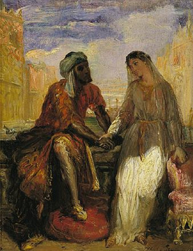 Othello and Desdemona in Venice, vintage artwork by Theodore Chasseriau, A3 (16x12") Poster Print