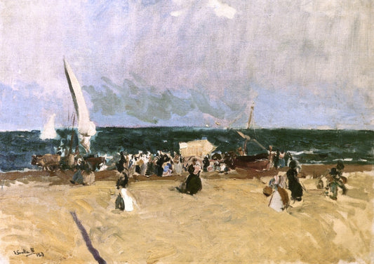 At the Beach, Valencia, vintage artwork by Joaquin Sorolla y Bastida, 12x8" (A4) Poster