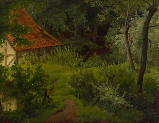 Farmhouse in the Woods, Study, vintage artwork by Werner Holmberg, 12x8" (A4) Poster