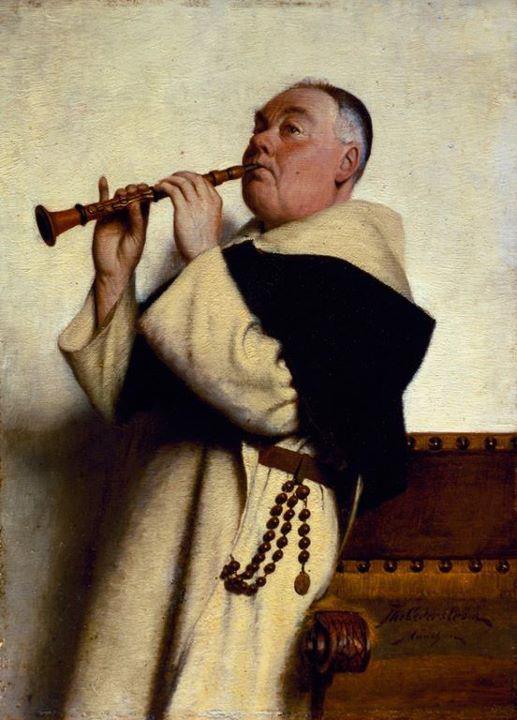 Monk Playing Clarinet, vintage artwork by Thure Nikolaus Cederstrom, 12x8" (A4) Poster