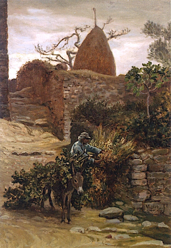 Man with a Donkey, vintage artwork by Elihu Vedder, 12x8" (A4) Poster