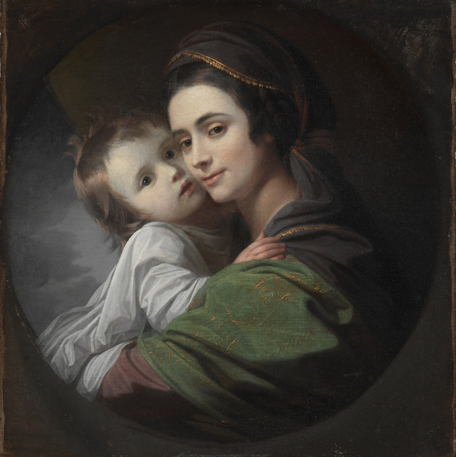 Elizabeth Shewell West and Her Son, Raphael, vintage artwork by Benjamin West, 12x8" (A4) Poster