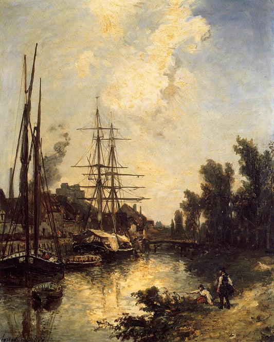 Boats Dockside, vintage artwork by Johan Barthold Jongkind, A3 (16x12") Poster Print