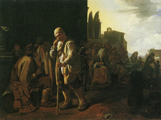 The Seven Acts of Mercy:  Feeding the Hungry, vintage artwork by Michiel Sweerts, 12x8" (A4) Poster