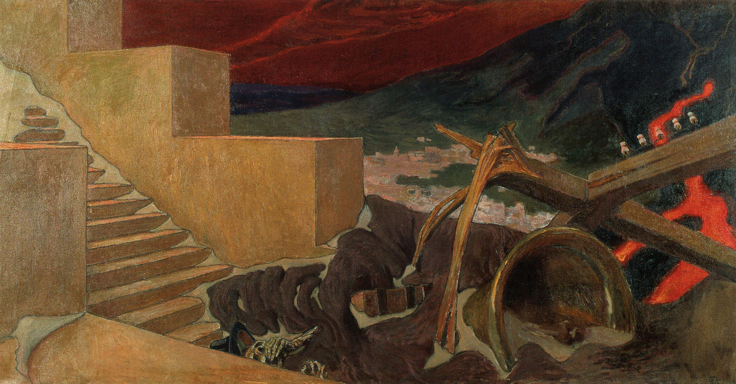 Destruction, vintage artwork by Akseli Gallen-Kallela, 12x8" (A4) Poster
