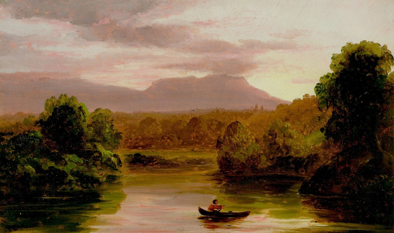 On Catskill Creek, Sunset, vintage artwork by Thomas Cole, A3 (16x12") Poster Print