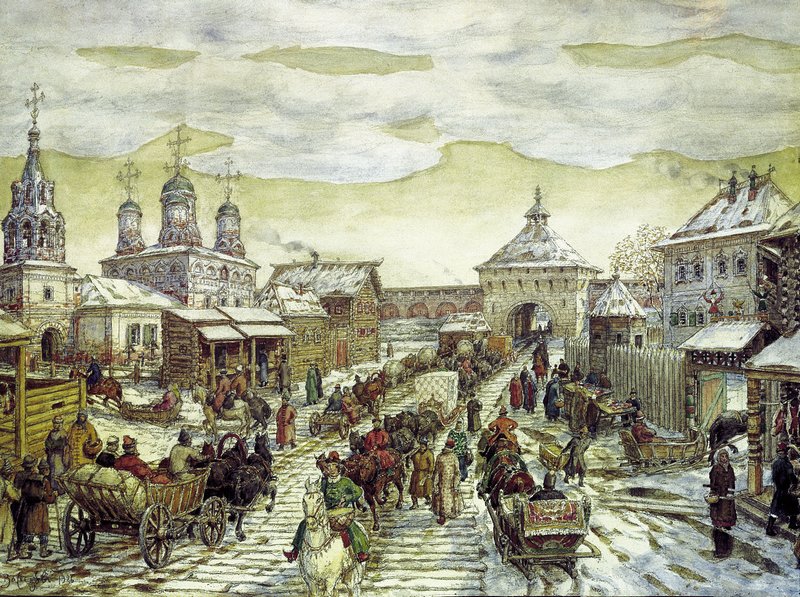 snitsky Gate in Moscow, XVII Century by Apollinari Vasnetsov,A3(16x12")Poster