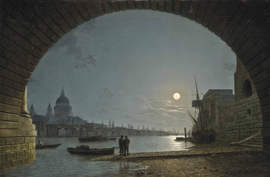 A view of the Thames with Saint Paul's Cathedral from Blackfriars, vintage artwork by Henry Pether, 12x8" (A4) Poster