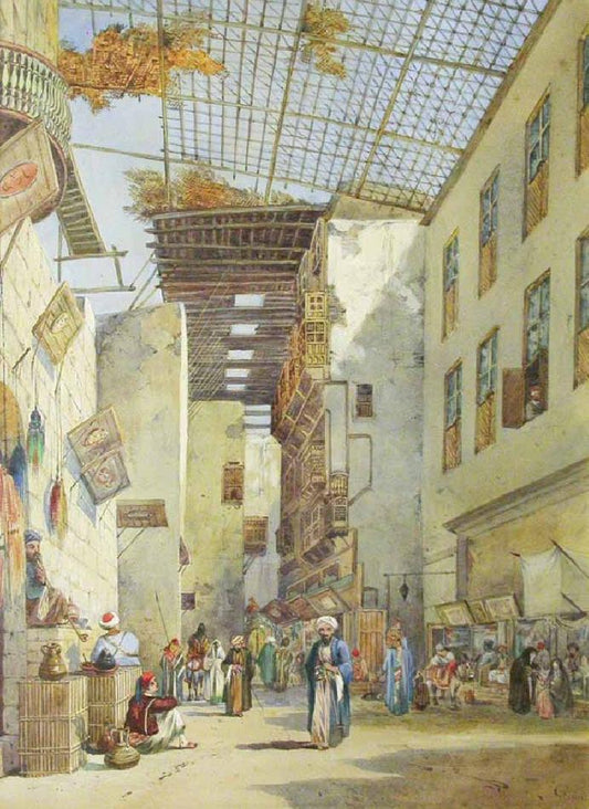 A Bazaar, Cairo, vintage artwork by Frederick Goodall, A3 (16x12") Poster Print
