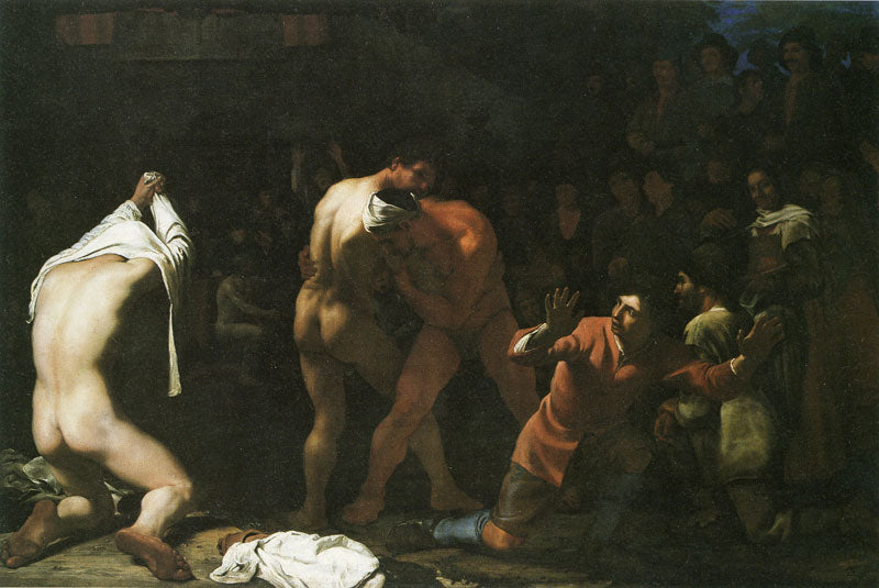 A Wrestling Match, vintage artwork by Michiel Sweerts, 12x8" (A4) Poster