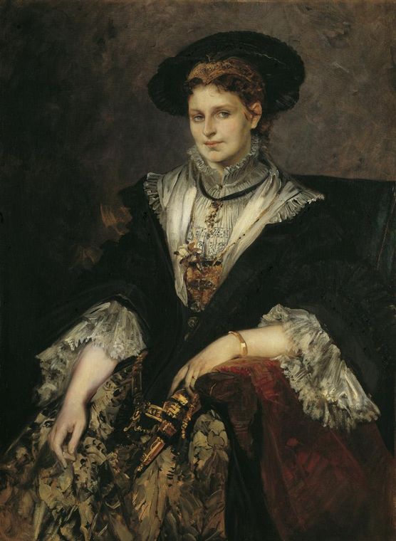 Portrait of Bertha von Piloty, vintage artwork by Hans Makart, 12x8" (A4) Poster