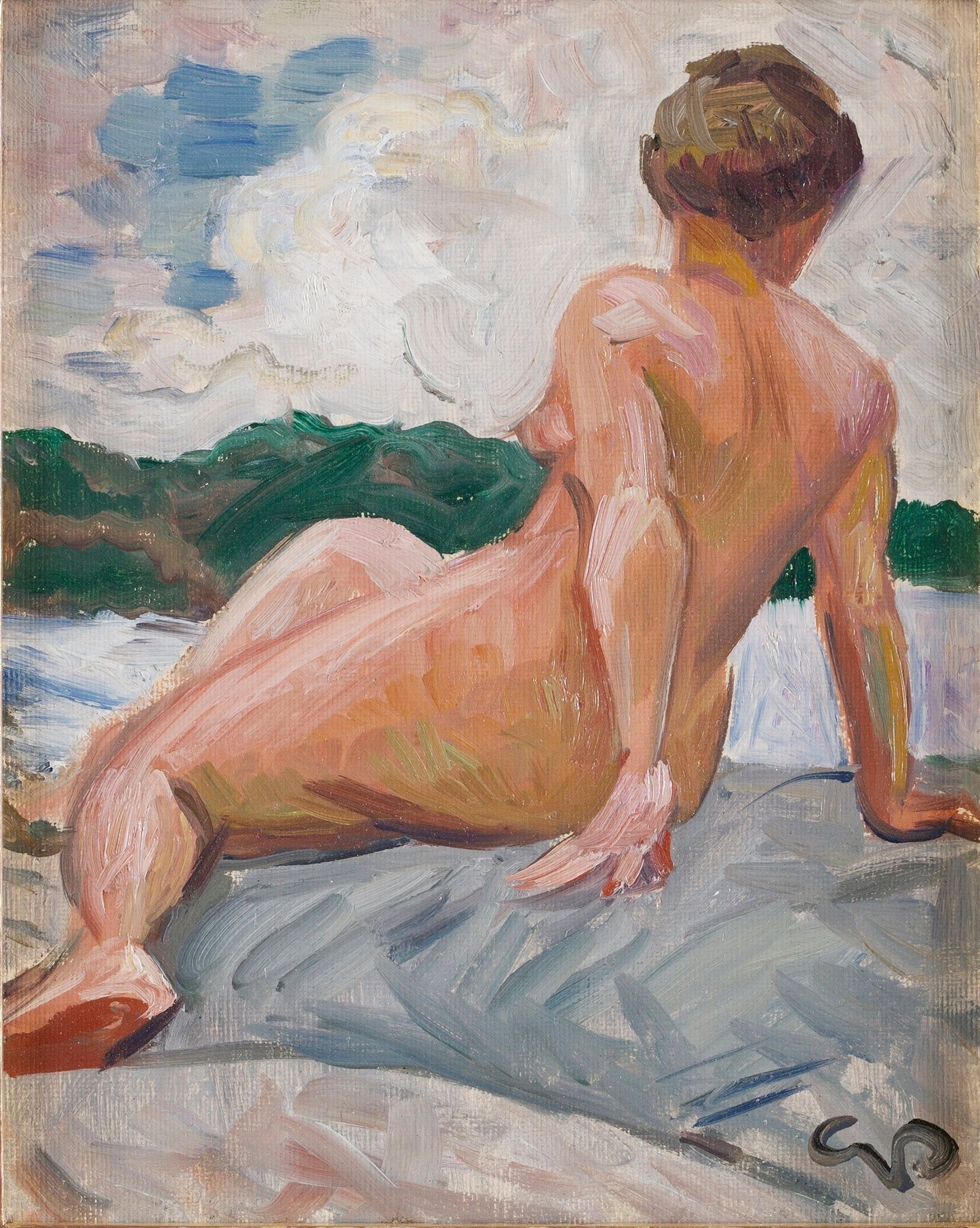 Model on the cliff by Georg Pauli,A3(16x12")Poster