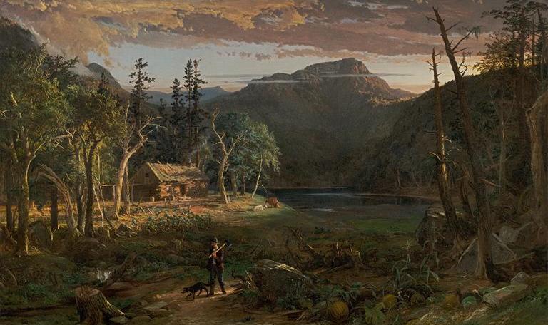 The Backwoods of America, vintage artwork by Jasper Francis Cropsey, 12x8" (A4) Poster