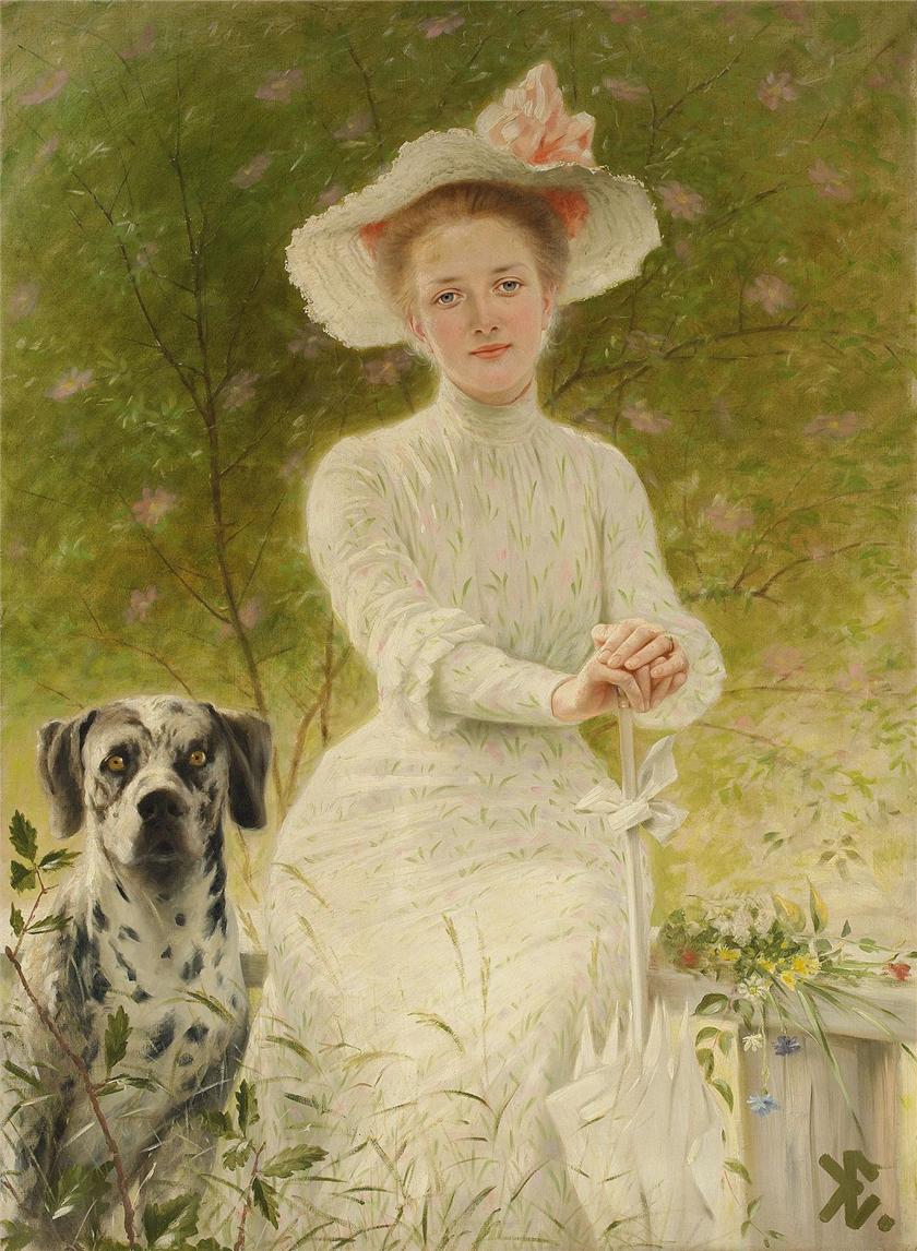 Portrait of Anne Sophie, vintage artwork by Knut Ekwall, 12x8" (A4) Poster