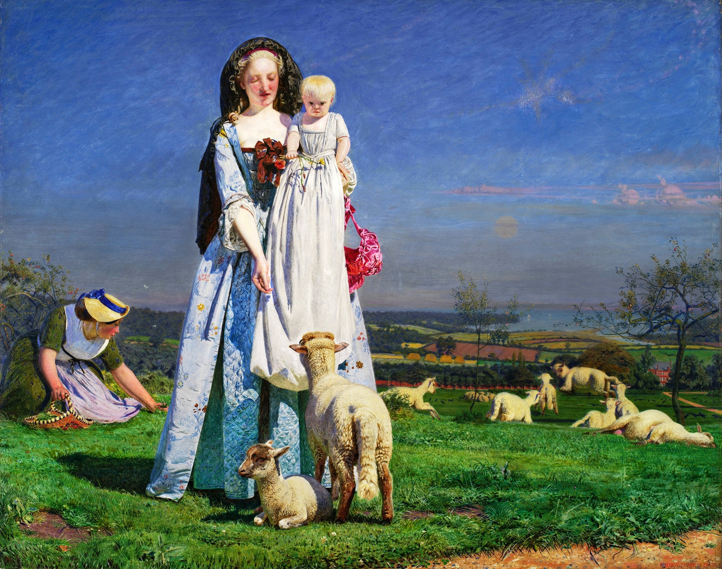 Pretty Baa-Lambs, vintage artwork by Ford Madox Brown, A3 (16x12") Poster Print
