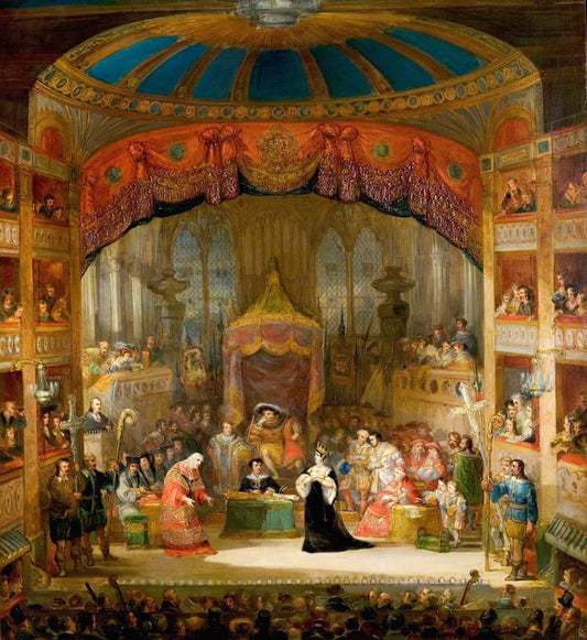 The Trial of Queen Katharine, 'Henry VIII', Act II, Scene 4, vintage artwork by Henry Andrews, A3 (16x12") Poster Print